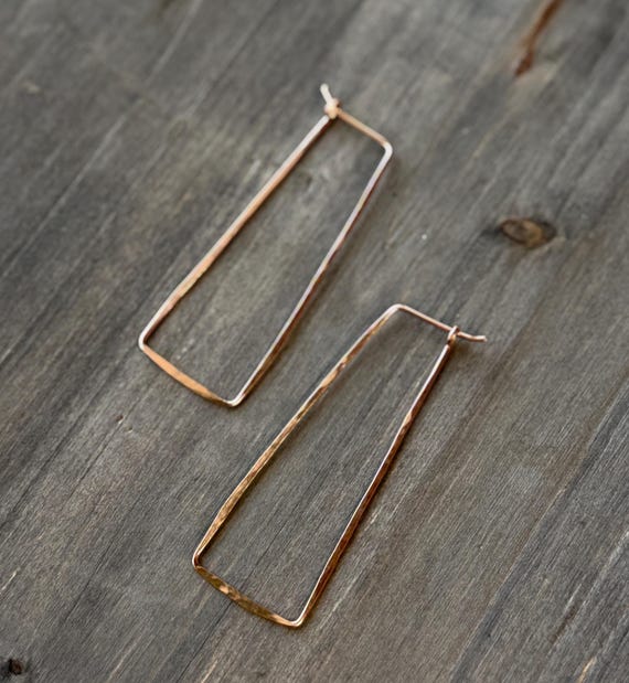 Rose Gold filled Rectangular Hoops
