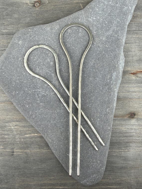 Silver Hairpin, Hammered Hair Stick