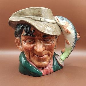 Vintage 1954 Royal Doulton "The Poacher" Large Character Jug 7" Toby Mug England