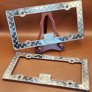 Vintage Dodge Chrome Diamond Plate License Plate Frames 2003 DaimlerChrysler Lot of 2