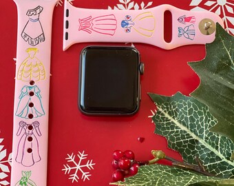 Princess Dresses Engraved Silicone Watch Band – Personalized Engraved Watch Strap, Custom Band, Gift, Watch Band