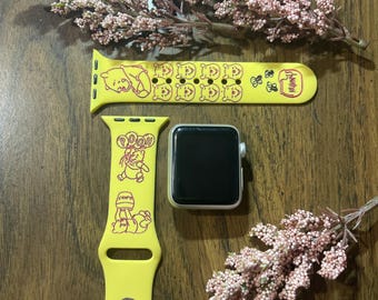 Honey Bear Engraved Silicone Watch Band – Personalized Engraved Watch Strap, Custom Band, Gift, Watch Band