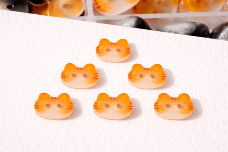 Orange Cat Head Buttons, Orange Cat Resin Buttons, DIY Sewing, Clothing Embellishments (Set of 6) image 6