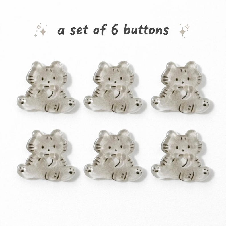 Grey Cat Resin Buttons, Sewing Embellishment, DIY Clothing Shank ...