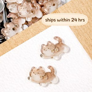 Cute Brown Cat Resin Buttons, Cat Sewing Buttons for DIY Clothing Embellishment, Shank Buttons, Set of 6