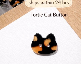 Tortie Cat Head Buttons, Tortie Cat Resin Buttons, DIY Sewing, Clothing Embellishments (Set of 6)