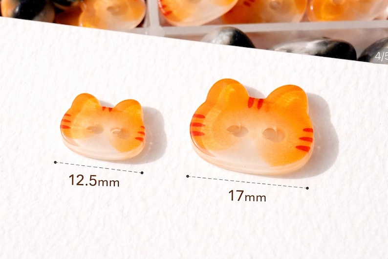 Orange Cat Head Buttons, Orange Cat Resin Buttons, DIY Sewing, Clothing Embellishments (Set of 6) image 2