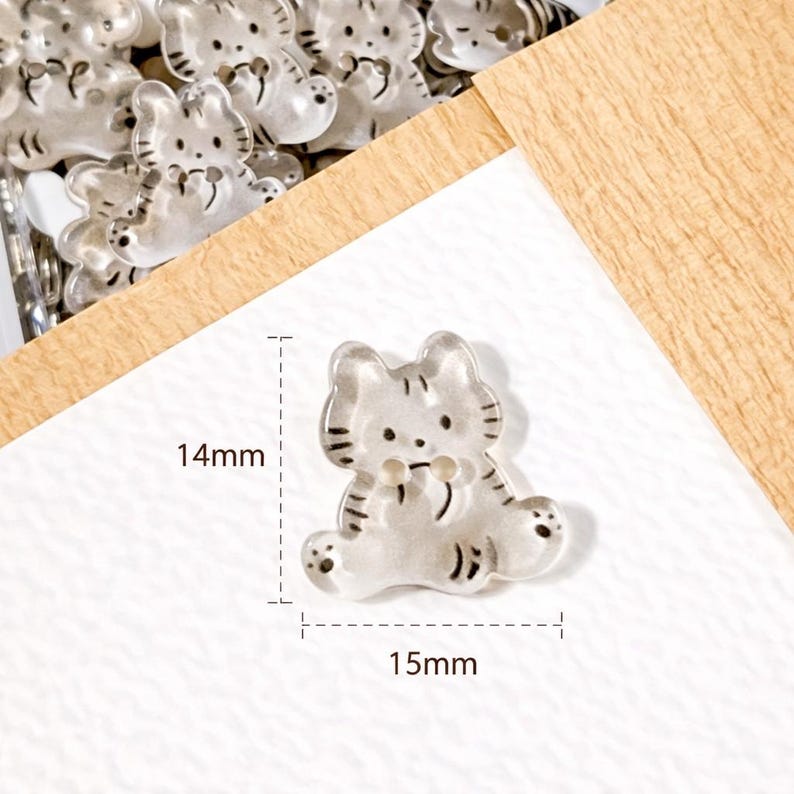 Grey Cat Resin Buttons, Sewing Embellishment, DIY Clothing Shank ...