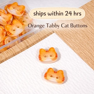 Orange Cat Head Buttons, Orange Cat Resin Buttons, DIY Sewing, Clothing Embellishments (Set of 6)
