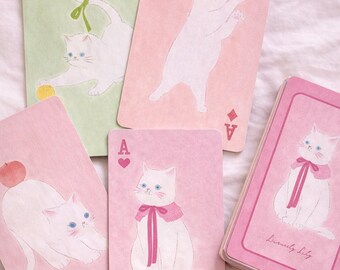 Pink Cat Playing Cards – Kawaii Poker Deck, Gift for Cat Lovers