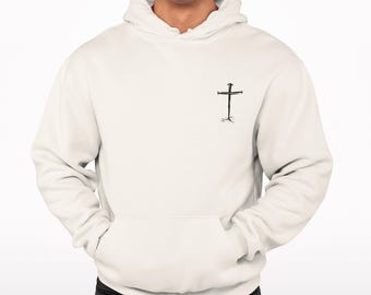 Hoodie med sprucken mark och nagelkors - Kristna kläder