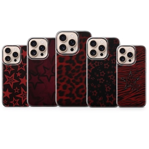 Etui na telefon Y2K w kolorze ciemnoczerwonym – bordowe etui Y2K na iPhone'a 17 16 15 14 Pro Max, Samsunga S25 S24 S23, Pixela 9