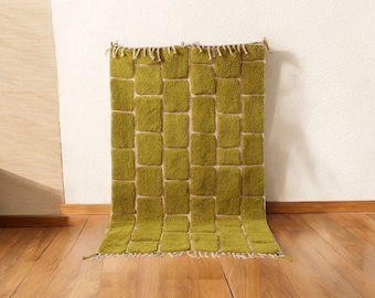 Grüner Marokkanischer Berber Teppich - Handgemachter Boho Teppich aus Wolle