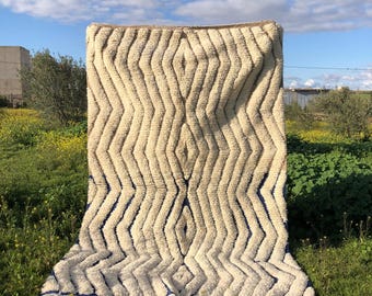Handmade Moroccan Berber Wool Rug | Boho Zigzag Area Carpet