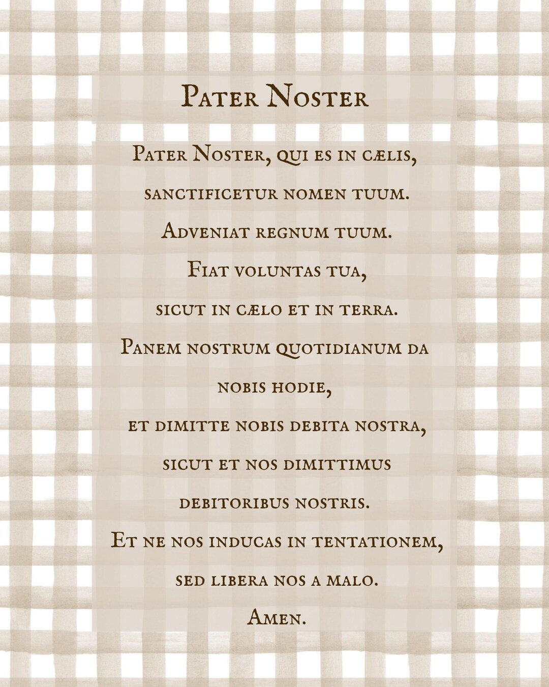 Pater Noster Latin Prayer Print | Catholic Wall Art | 8x10 Digital ...