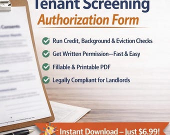 Tenant Screening Authorization Form – Landlord Consent Fillable PDF (US-Wide)