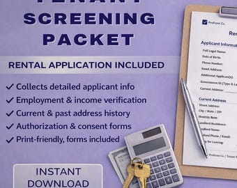 Attorney-Drafted Tenant Screening Packet – Rental Application, Authorizations & Landlord Checklist (Printable + Fillable PDF)