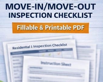 Residential Lease Inspection Checklist | Move-In Move-Out | Printable & Fillable PDF