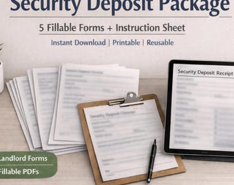 Security Deposit Package - Deposit Return, Forwarding Address & Itemized Deduction Forms (Printable + Fillable PDF)
