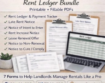 Landlord Forms Bundle | Rent Ledger & Notice Templates (Fillable PDFs)