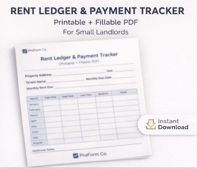 Rent Ledger | Landlord Payment Tracker| Fillable & Printable PDF - Etsy