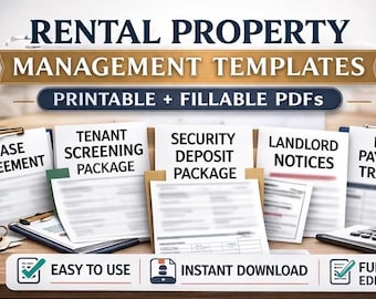 Attorney-Drafted Rental Property Management Templates | Printable + Fillable PDFs | Lease, Tenant Screening, Security Deposit, & Notices