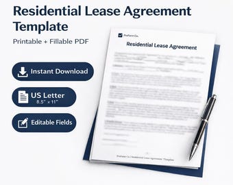 Attorney-Drafted Residential Lease Agreement Template | Printable, Fillable PDF