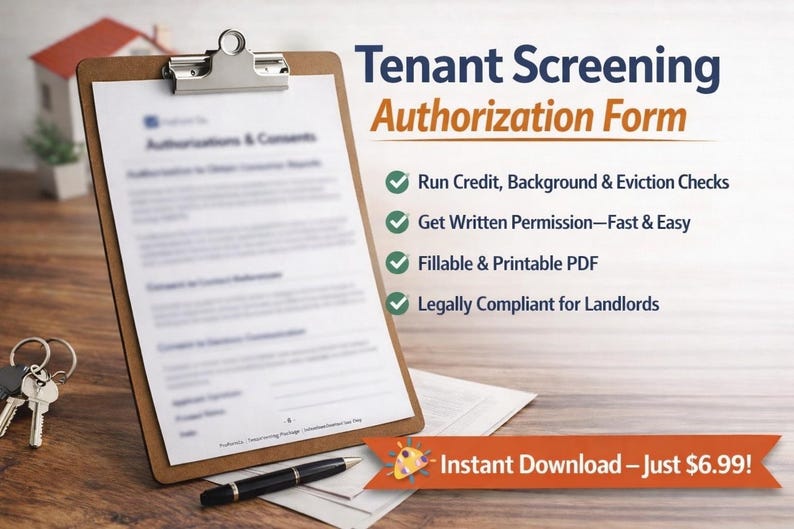 Tenant Check Tenant Screening Authorization Form | Background Check Consent ...