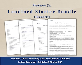 Landlord Starter Kit – Lease Agreement, Rental Application, Inspection Checklist (Fillable PDF Bundle )