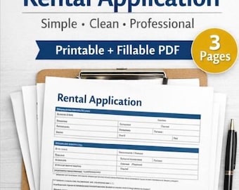 Rental Application Template | Printable & Fillable PDF | DIY Landlord Form