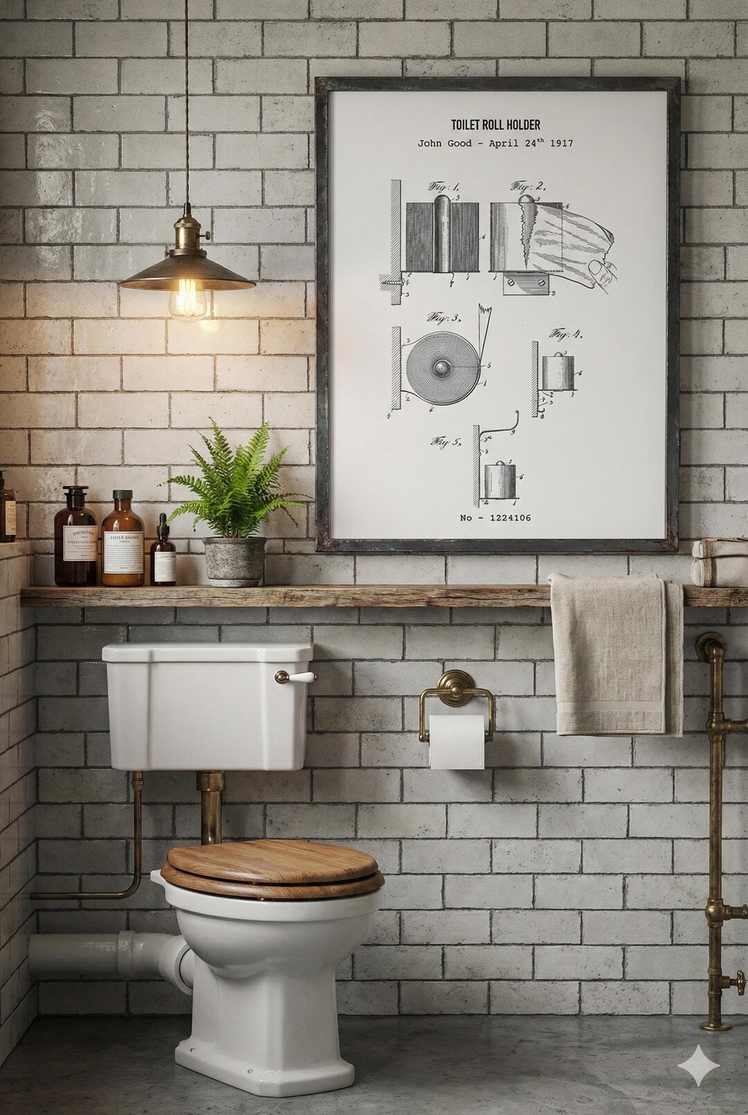 Vintage Toilet Paper Holder Patent Print 1917, Bathroom Wall Art ...