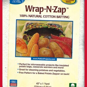 100% Natural Batting Wrap n/ Zap, Thin Cotton Batting, Quilting, Quilts, Postcards Making, Light Padding, Pellon, 45  x 36 inch, DIY Books