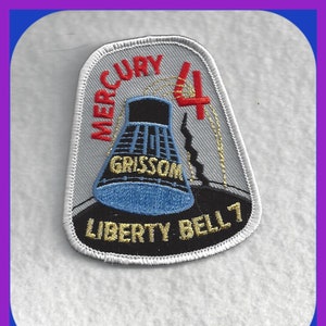 Astronaut Gus Grissom Embroidered Applique Patch Mercury 4 Space Orbiting Flight Liberty Bell 7, Gold Silk Thread 3 x 2-1/2 inch New