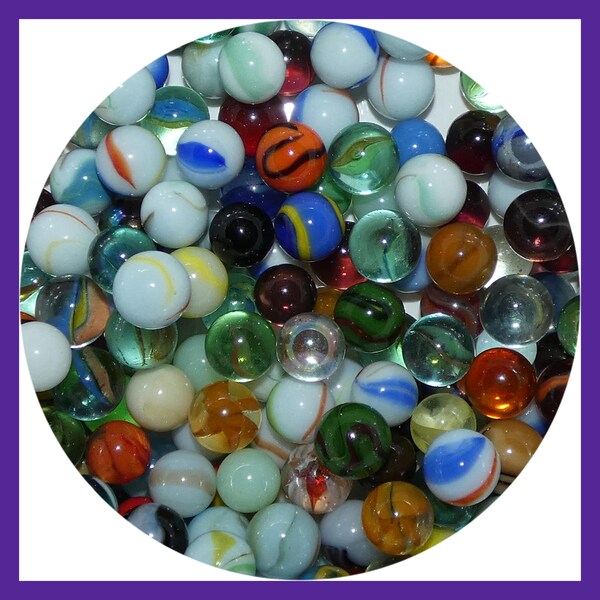 Vintage Glass Marbles, From 1960's, Unsearched Styles, Unknown Values, Many Color Types, Over 3 LB, Over 150 count, Varied Sizes