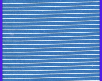 Vintage 1950s Cotton Light Weight Blue White Stripe Fabric, Yardage, Retro Fashions, Pillows, Shirts, Aprons, Doll Clothes, Dolls, Homespun