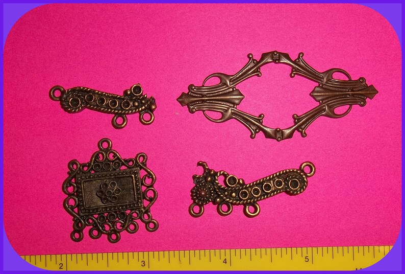 Victorian Cabochon Pendants Blanks Antiqued Brass DIY Necklace /& Book Journal Frame Set 4