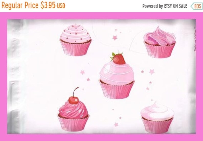 Bakers CUPCAKE Poly Mailer Bags Designer Envelope Bags Self Adhesive 10 x 13 Inch Set 10 Treats