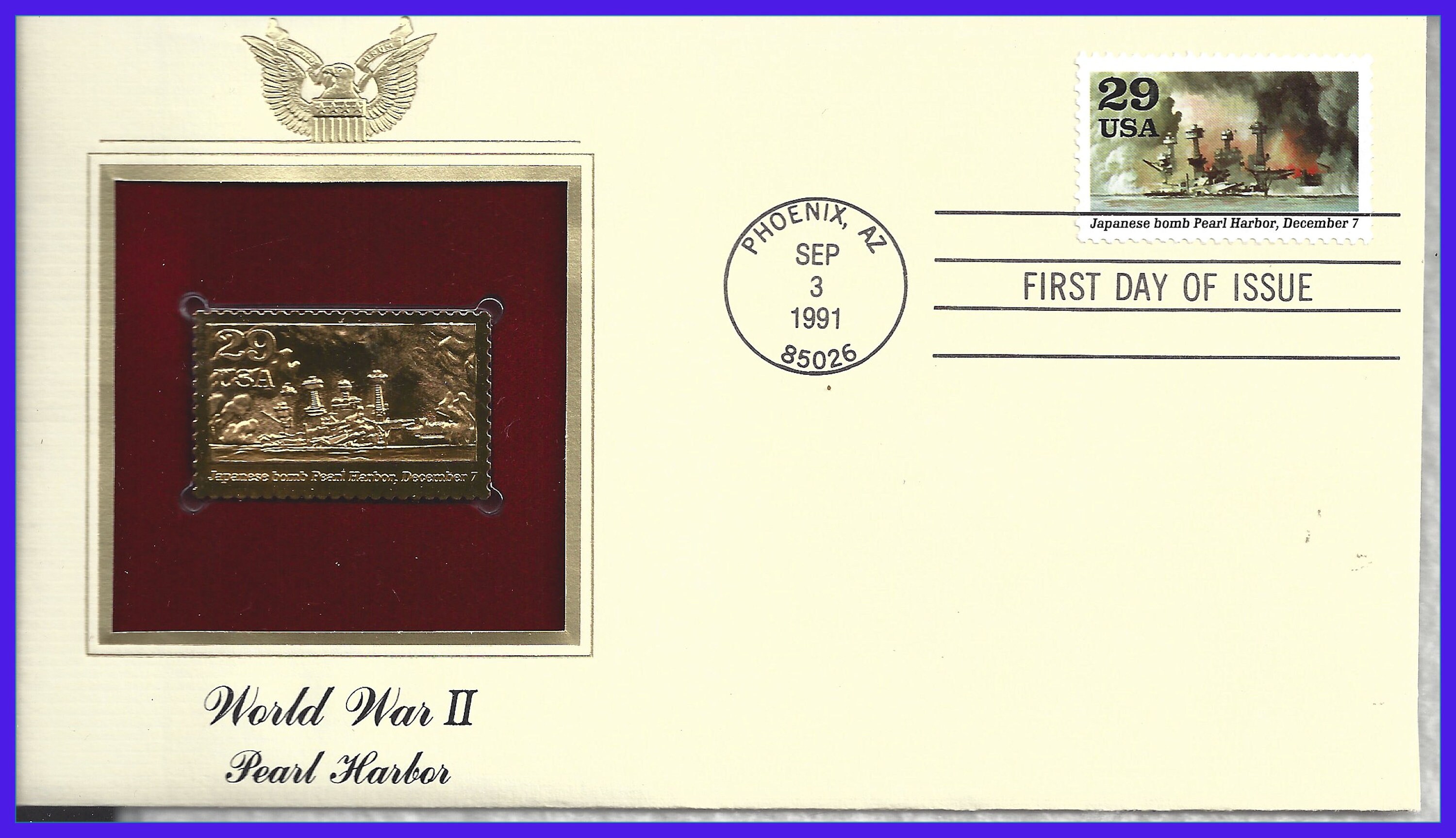 Pearl Harbor World War II First Day of Issue Stamp & 22kt Etsy UK