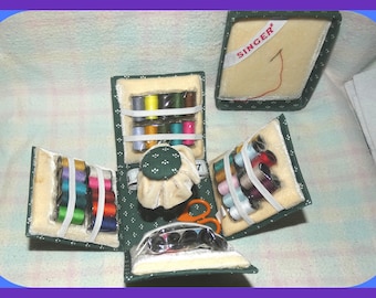 SINGER Vintage Box Traveling Sewing Kit, Thread, Thimble, Measuring Tape, Pin Cushion, Pins, Needles, Scissors, 40 Spools Thread, Compact