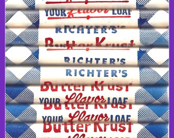 Advertising PENCILS Richter's Butter Krust Loaf Bread, Lot of 12 Unused 7-1/2 Inch Pencils Erasers Good, Bakery, Bread Makers