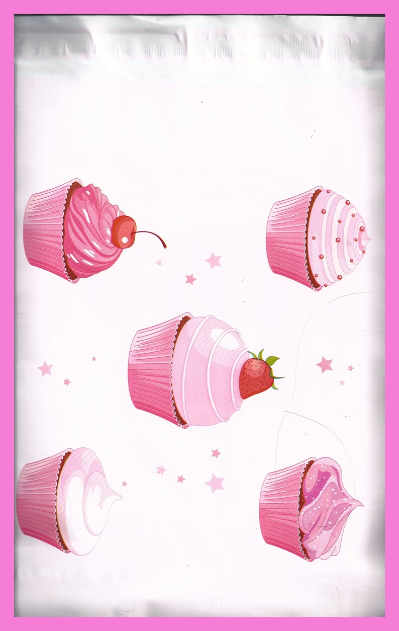 Bakers CUPCAKE Poly Mailer Bags Designer Envelope Bags Self Adhesive 10 x 13 Inch Set 10 Treats