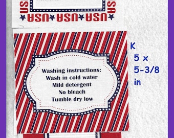 QUILT LABELS, Made By, US Service, Care Instructions, Your Choice Set of 4, Red White Blue, Varied Sizes, Sewing Quilts, Gifting Heirlooms