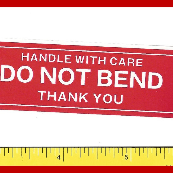 DO NOT BEND Stickers Red & White Postal Protection Self Adhesive Peel Off Pack 50