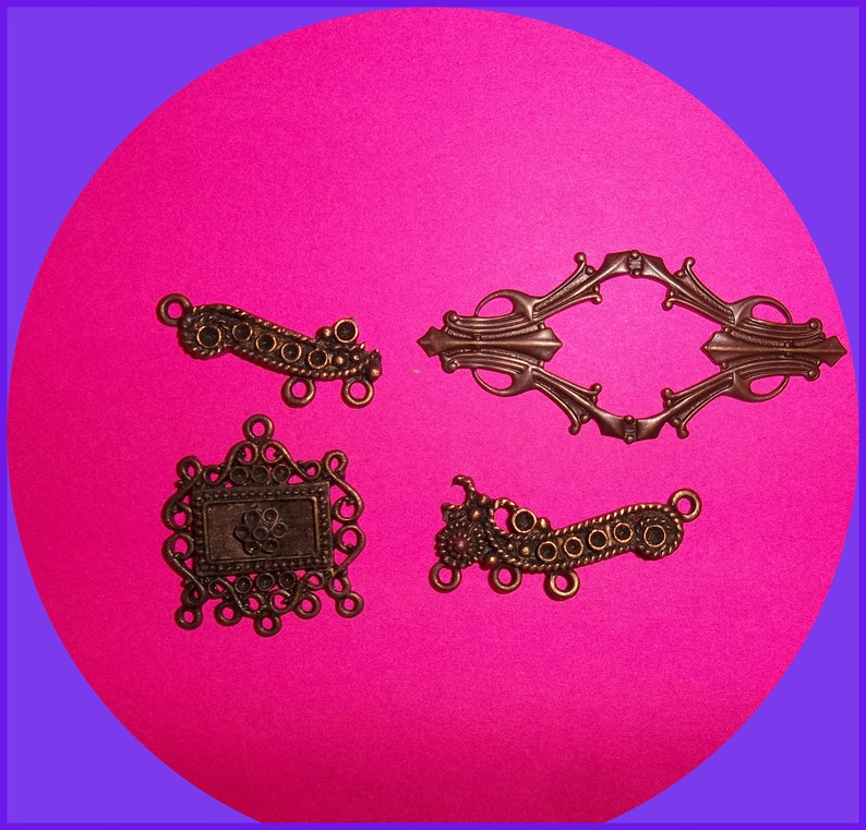 Victorian Cabochon Pendants Blanks Antiqued Brass DIY Necklace /& Book Journal Frame Set 4