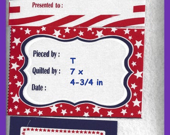 QUILT LABELS, Made By, US Service, Care Instructions, Your Choice Set of 4, Red White Blue, Varied Sizes, Sewing Quilts, Gifting Heirlooms
