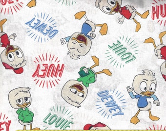 Disney Huey Louie Dewey Cotton Fabric Donald Duck's Nephews, Quilting, Pillows, 3/4 yard, Crib Sheets, Doll Clothes, Kids Pants, Jump Suits