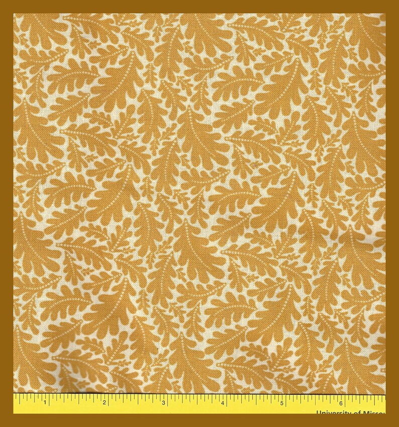 Golden Yellow Leaf Calico Quilting Cotton Fabric Fall Oak Leaves HALF Yard 18 x 44 Inch