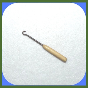 19th Century Mini Child&#39;s Shoe Button Hook, Bone Handle, 2-1/2 Inches, Vintage Age Exposure, No Cracks or Breaks, Button Hook for Kids