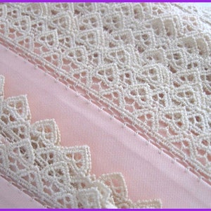 Lace & Satin TRIM Handmade Cotton Lace on Bias Tape Wright's Yardage 1940's,Lingerie Crib Trim Doll Clothes Choice Lengths