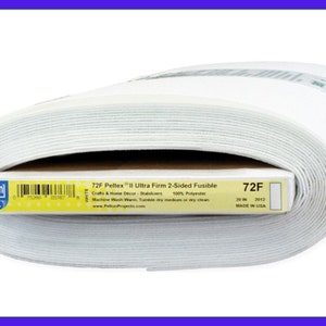 Pellon 72F Stabilizer Peltex II, Polyester Interfacing, Ultra Firm, 20 Inch Wide, 2 Sided Fusible, White, Stiffening Back, Postcards, Sewing